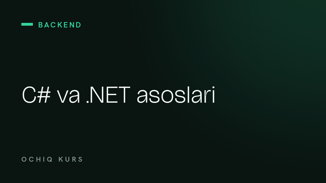 C# va .NET asoslari